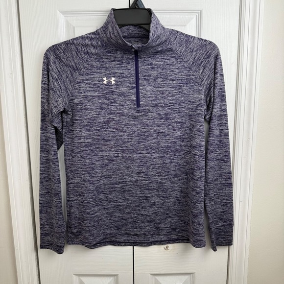 Under Armour Tops - Under Armour Womens Purple Heathered Heatgear Quarter Zip Athletic Top XS